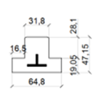 عمود على شكل حرف T مع مكونات مصراع من الألومنيوم والبولي فينيل كلوريد
